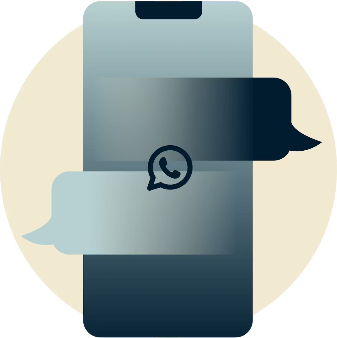 Ic&ocirc;ne WhatsApp sur des bulles de chat sur un t&eacute;l&eacute;phone.